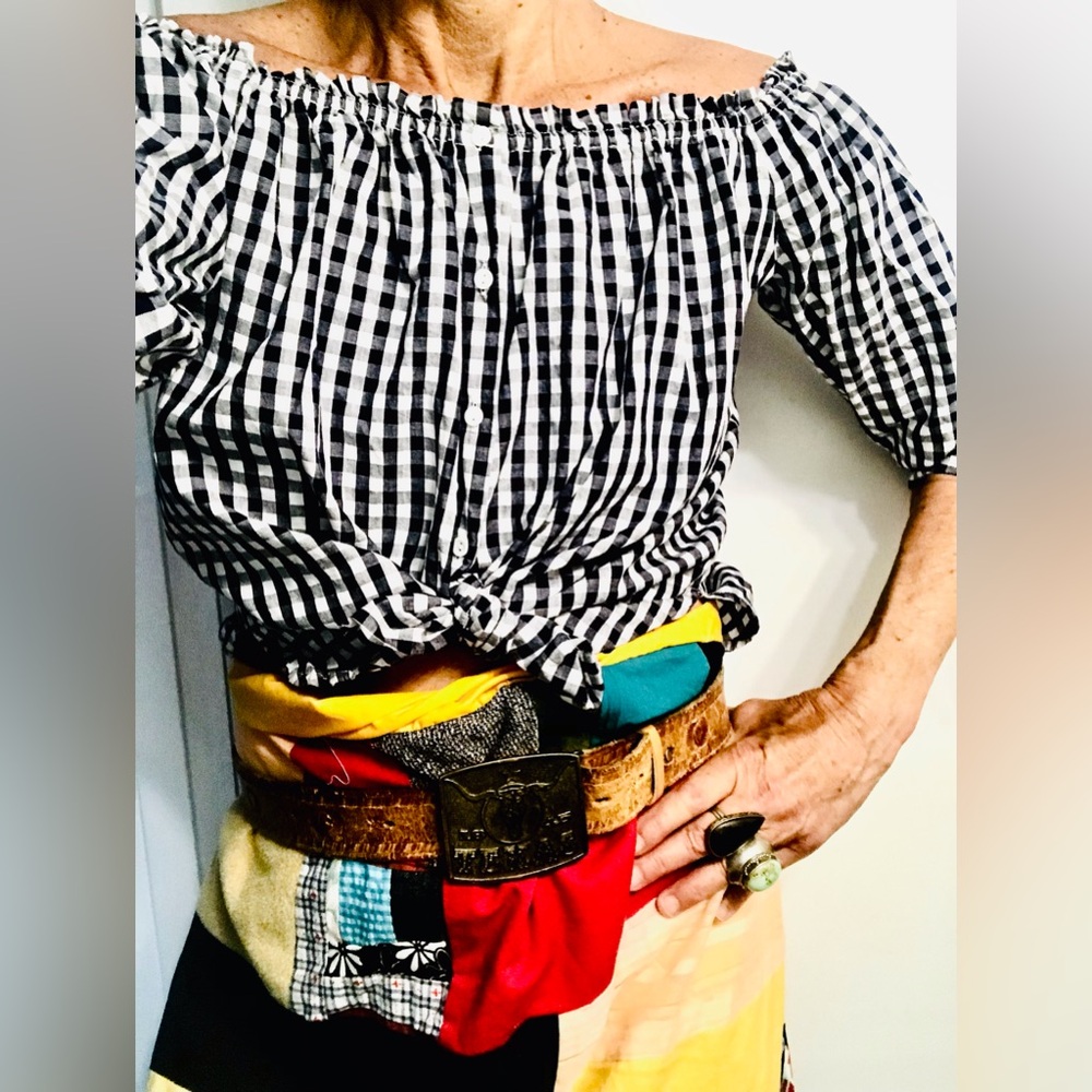 Summer Crop Top 100% Cotton Gingham by Caution to the Wind Size Small - Picture 6 of 11